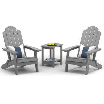 Chaise Adirondack pliante en plastique pour l'extérieur avec table de patio carrée