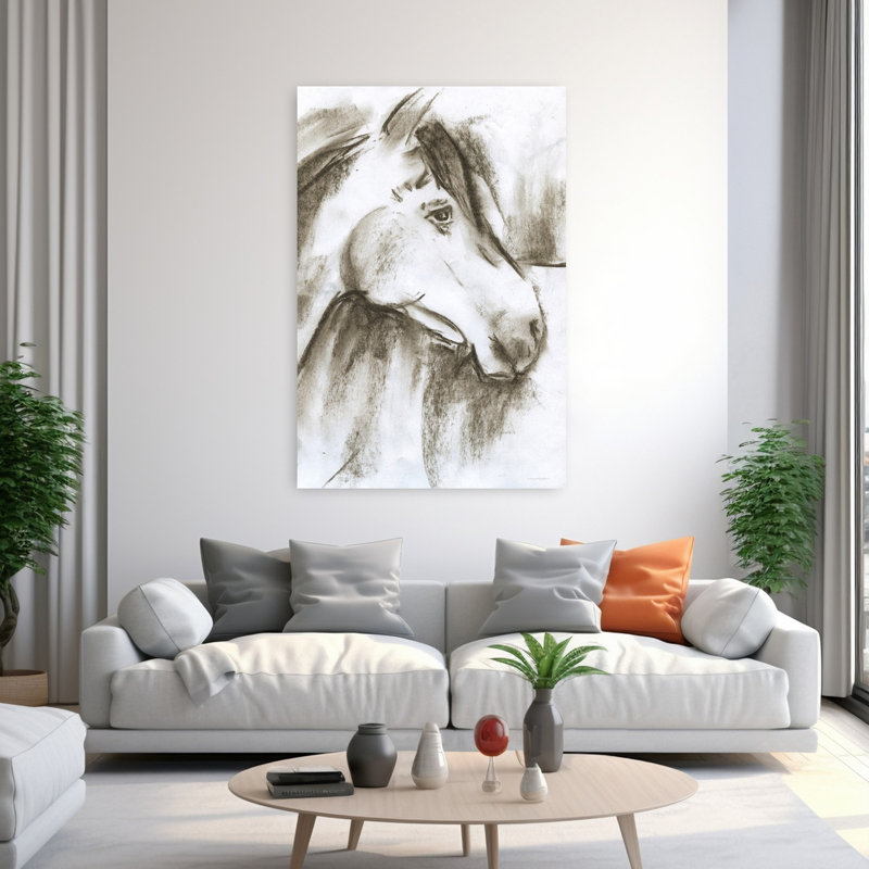 Grand cheval rouge abstrait, art contemporain, H 60 po x l 40 po
