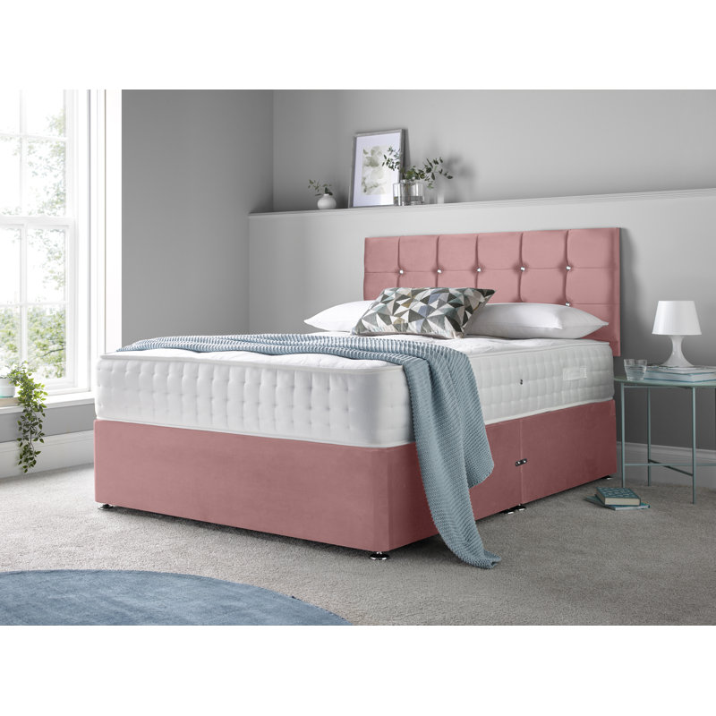 Adarah Divan Bed Set, Pink, Small Single (2'6), Left Side Drawers