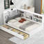 Lit plateforme simple en bois blanc avec tête de lit avec rangement, 2 tiroirs, tablettes pratiques pour le rangement dans la chambre à coucher