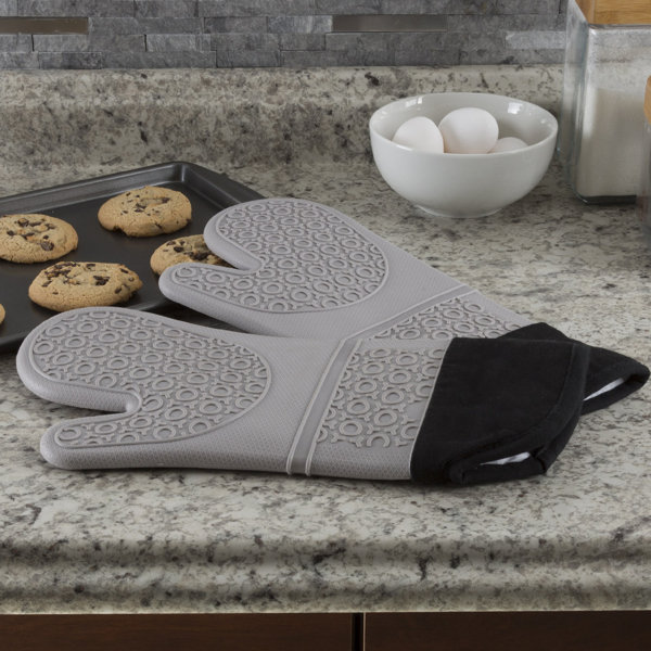 Lot De 2 Gants De Four Extra Longs 43x20 Cm - Maniques Résistantes à La Chaleur Jusqu'à 260°C, Silicone Antidérapant, Intérieur Coton