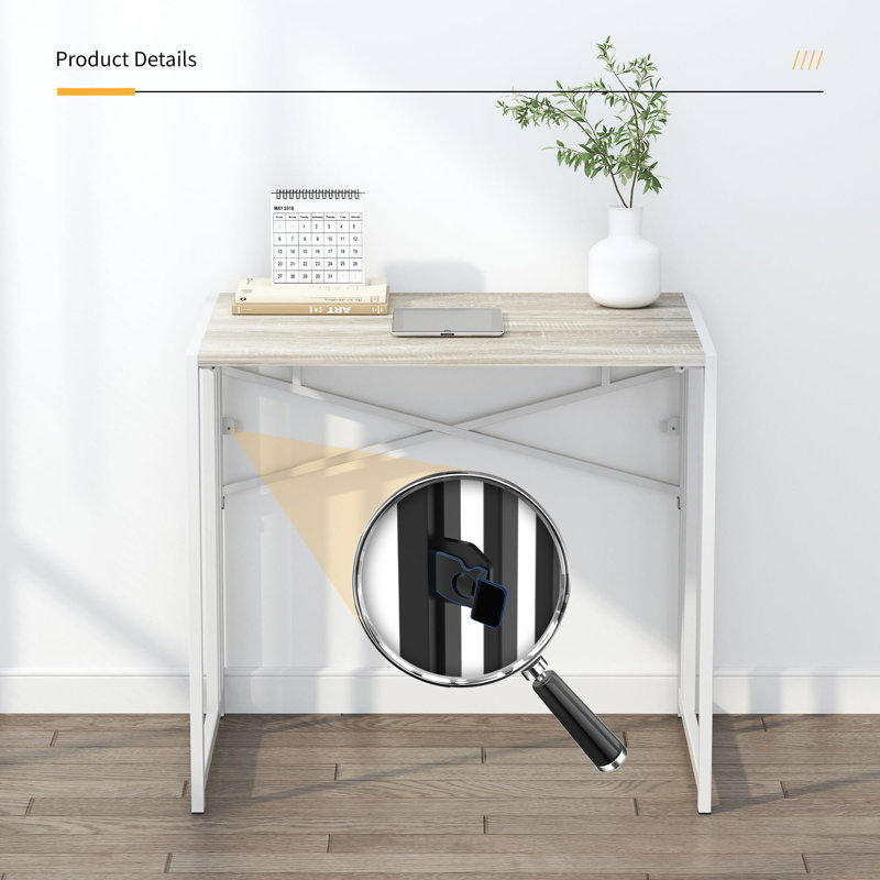Metal Base Computer Desk, Beige/White