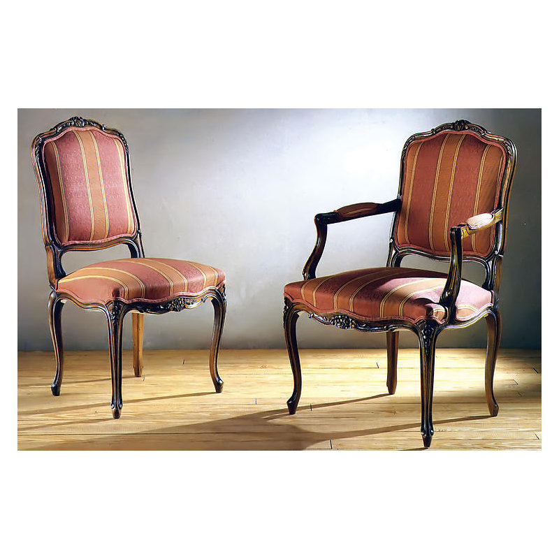 Muslin Upholstered Arm Chair in Red/Orange