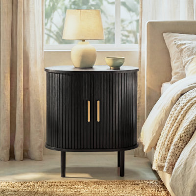 21.65" W Mid-Century Modern Nightstand with Storage & Adjustable Shelves