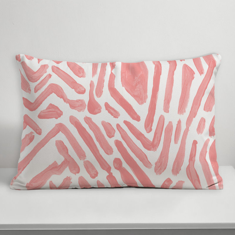 Abstract Outdoor Reversible Throw Pillow, 14" H x 20" W, Pink