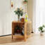 Table basse rotative 19,7 pouces avec rangement caché, panneau de particules en rotin brun chaud