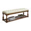 Long banc de rangement en cuir blanc
