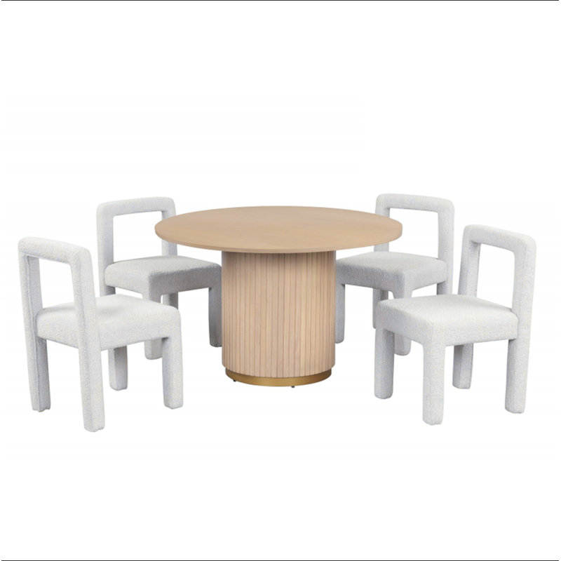 Ensemble de 2 chaises de salle à manger modernes à dossier ouvert carré rembourré Boucle, Blanc