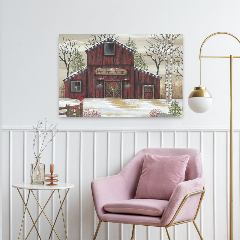 Holiday Farm Barn 1 Piece Wrapped Canvas Wall Art, 60.96cm H x 91.44cm W