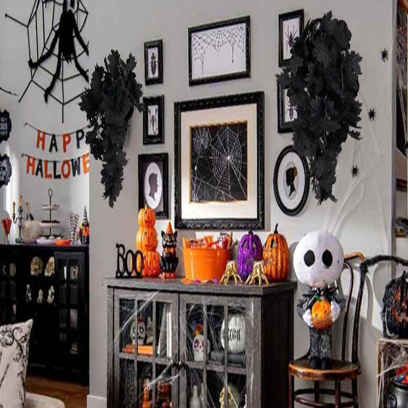  Faux feuille d'érable murale d'Halloween en rotin