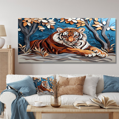 «Tigers Majestic Regal Pose», impression d'art mural en métal animal tigre