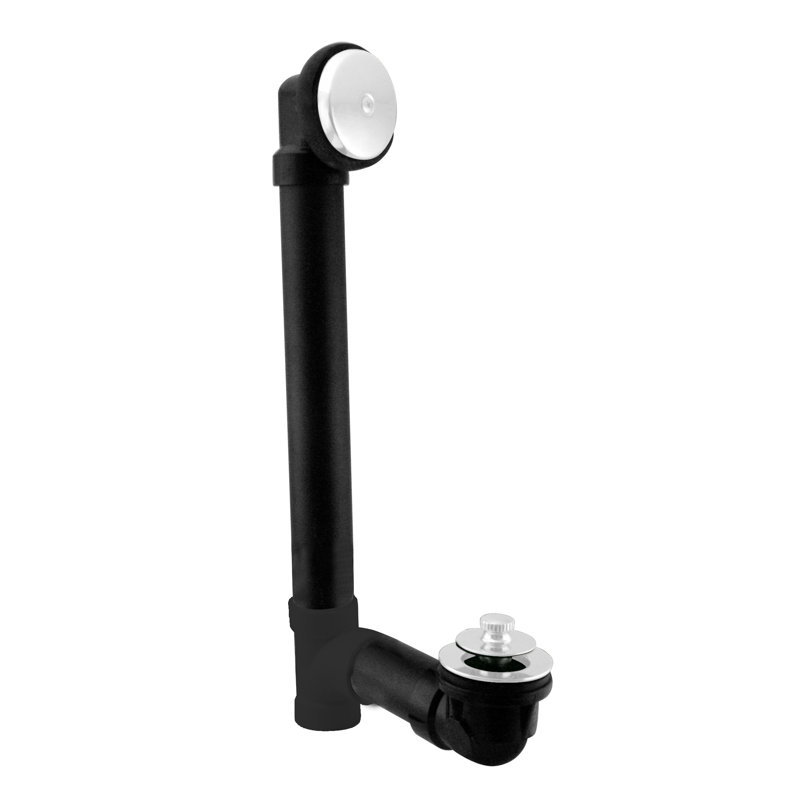 12 ABS Pull & Drain Bathtub Leg Drain Assembly with One-Hole Overflow, Powder Coat White