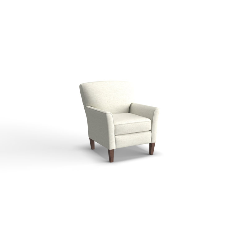 Shirleyann Upholstered Club Chair, Cream Polyester Blend, Honey Birch