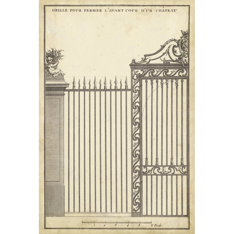 Antique Decorative Gate II by J.F. Blondel - Wrapped Canvas Print, 30cm H x 20cm W