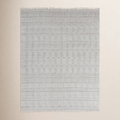 Charcoal Ivory Striped Hand-Woven Cotton Rug