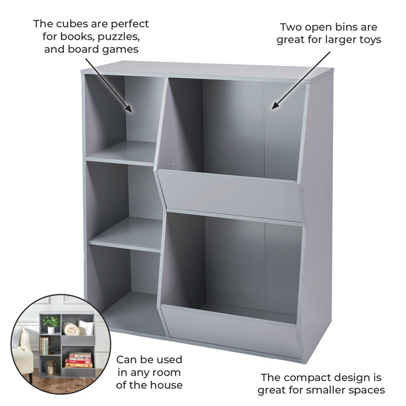 Gray Melamine Kids Toy Storage Unit with Cubes