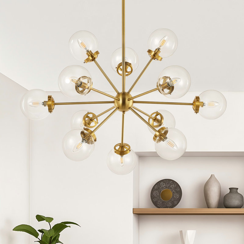 Arisai Andreau 12-Light Dimmable Sputnik Sphere Chandelier, Clear, Gold