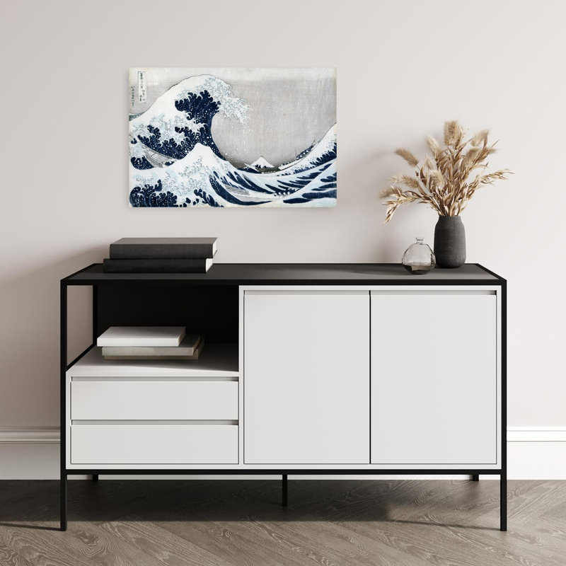The Great Wave Off Kanagawa, 1831 Abstract Contemporary Wall Art Print 1 Piece Wrapped Canvas Wall Art, 40.64cm H x 60.96cm W