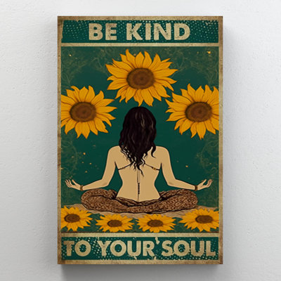 " Yoga Be Kind To Your Soul - 1 Piece Rectangle Graphic Art Print On Wrapped Canvas "
