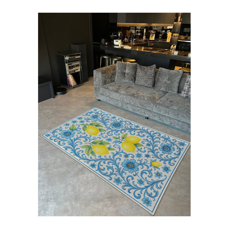 Tapis bleu Mosso, 2'6" x 4'11"