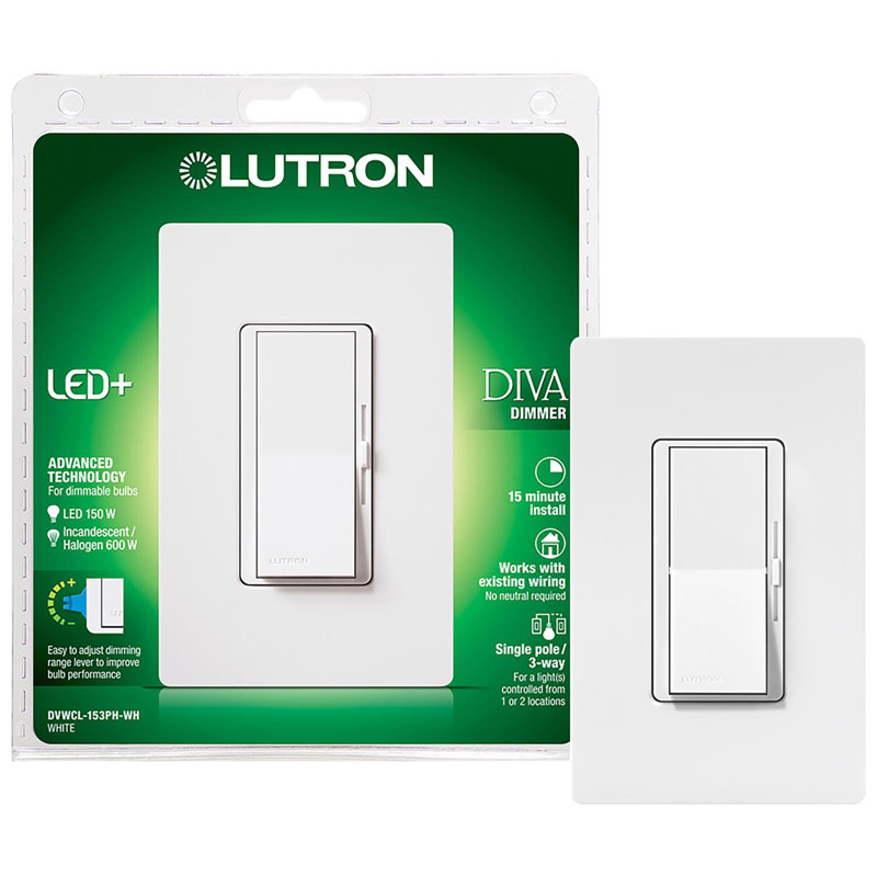 Lutron Diva 150W 3-Way Dimmer - White