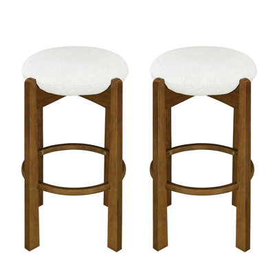Ensemble de 2 tabourets de bar rembourrés en bois Tara