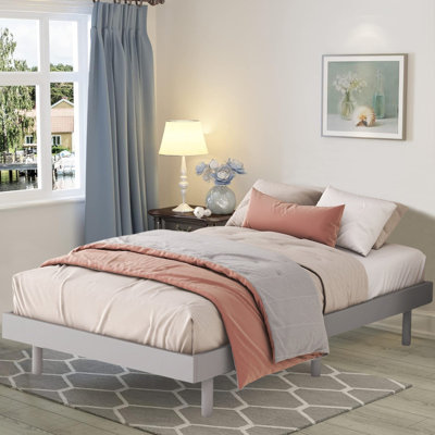 Wooden floating platform bed frame