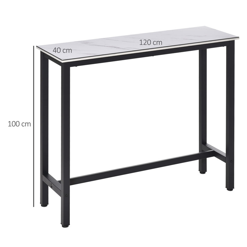Zac Rectangular Metal Outdoor Bar Table , cm W cm D, 100cm H x 120cm W x 40cm L, White