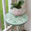  Table d'appoint en céramique, table d'appoint pour patio, support à plante rétro en métal, table d'appoint ronde pour porche, patio, balcon, décoration de salon-302193228