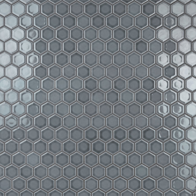 Hudson Due 2" x 2" Hex Porcelain Mosaic Wall & Floor Tile, Imperial Gray