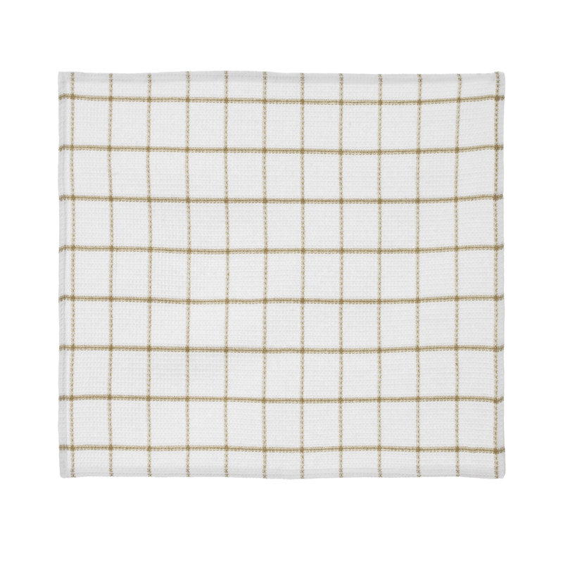 Cotton Plaid Waffle Dish Cloth Kitchen Towel, Brown