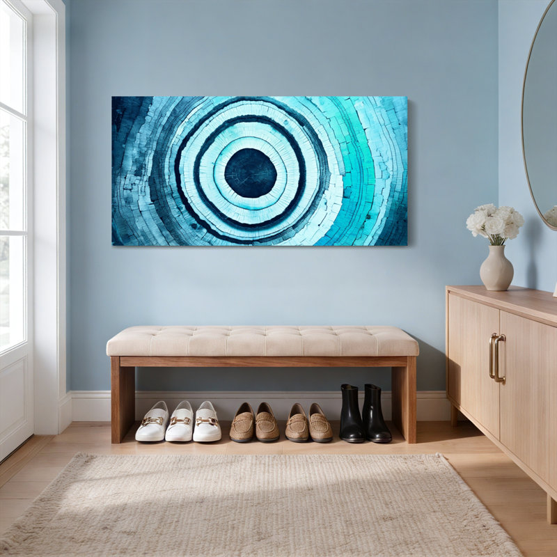 Ensemble de 1 tableau sur toile à motif circulaire bleu abstrait, 3216