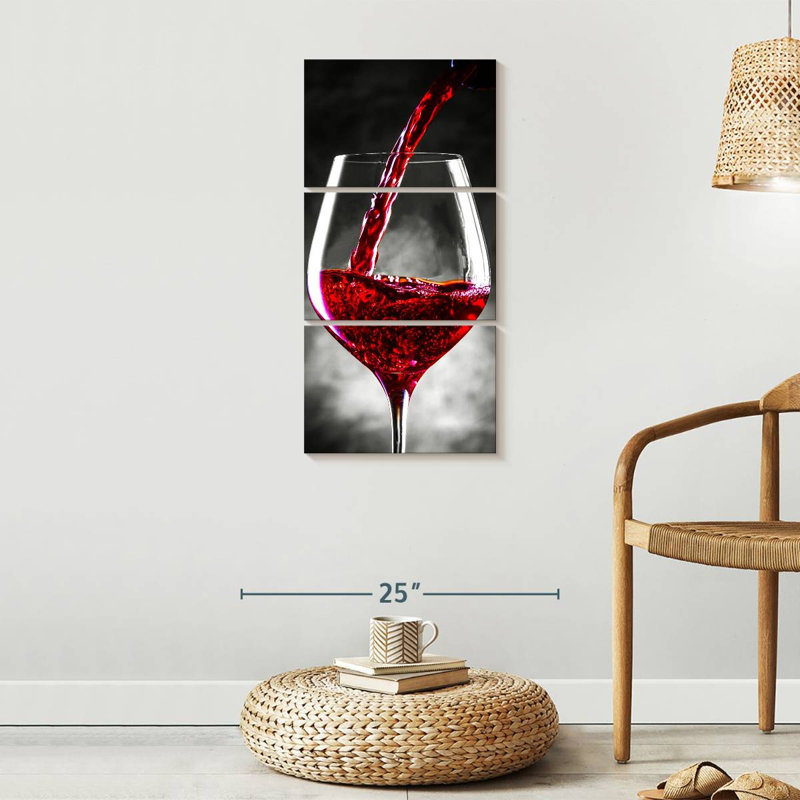 " Red Wine Is Served " by SodaPopArt 3 - Pieces, 15" H x 32" W x 1.25" D