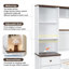 Lit plateforme, structure en bois de pin, tablette de rangement, bibliothèque, 2 tables de chevet, noyer blanc-334976646
