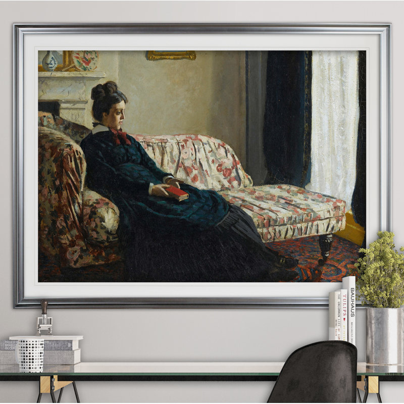 « monet canapé » par claude monet print, Cadre argenté, H 20 po x l 24 po x P 1,5 po