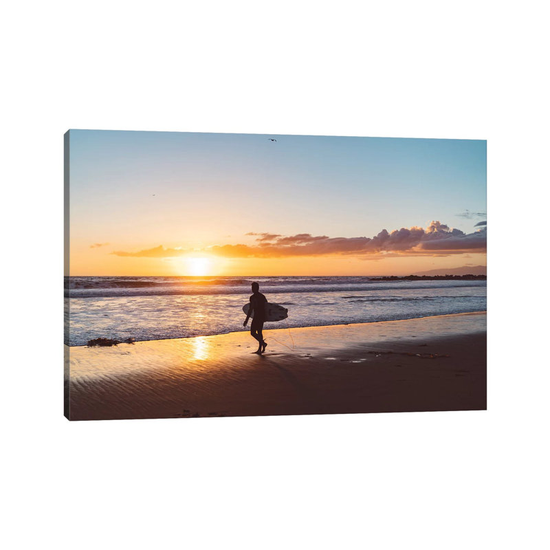 Venice Beach Surfer II 1 Piece Wall Art on Canvas, 66.04cm H x 101.6cm W x 1.91cm D, Wrapped Canvas