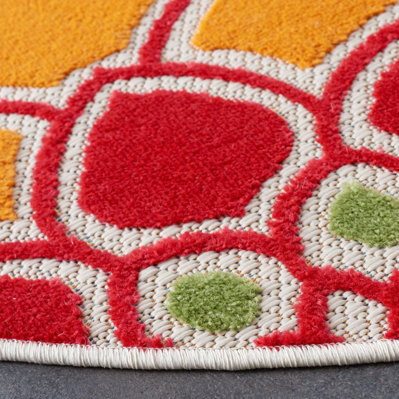 Tapis d'intérieur / extérieur à motif floral Stephine, Carré 3 pi