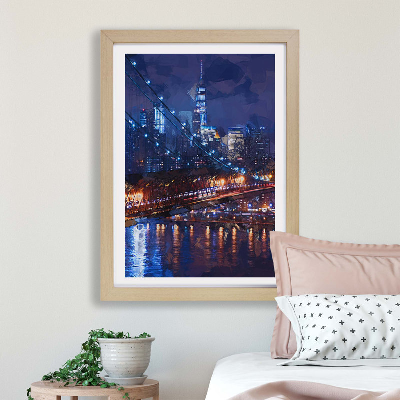 View of New York City - Framed Print, 62cm H x 87cm W x 2cm D, Oak