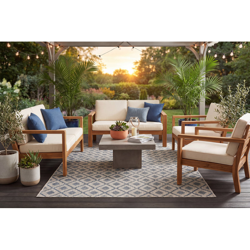 Tapis intérieur / extérieur gris en polypropylène Josslynne, Rectangle 7 pi 10 po x 10 pi