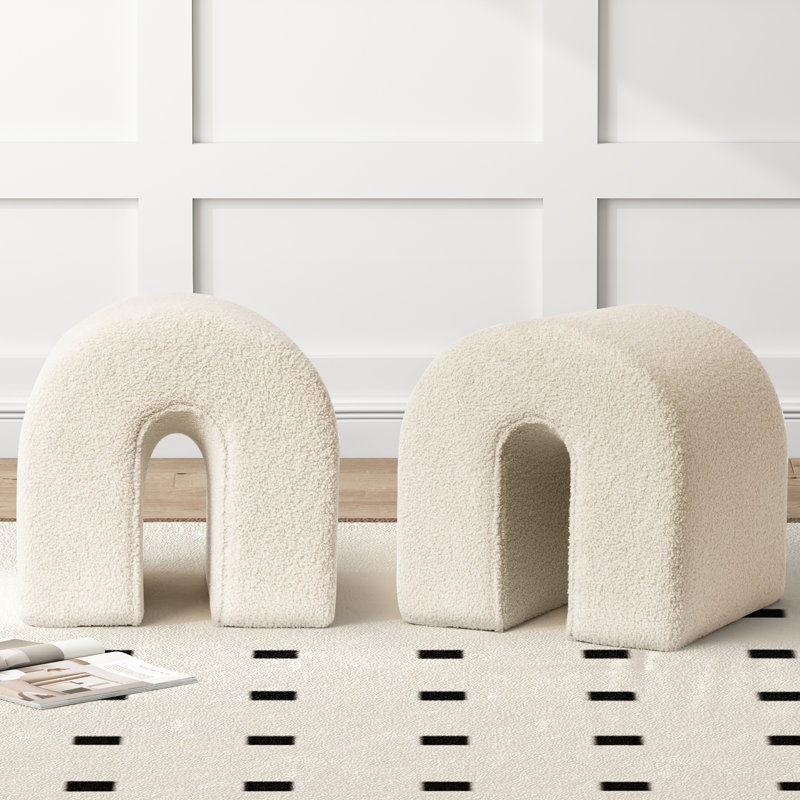 Ensemble de 2 tabourets de repose-pieds Ottomans, Blanc