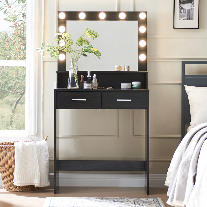 Dressing Table with Large Drawer, Black
