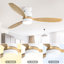 Ventilateur de plafond encastré de 52 pouces DC 3 ventilateur en bois massif Pales Moteur à télécommande réversible avec lumière