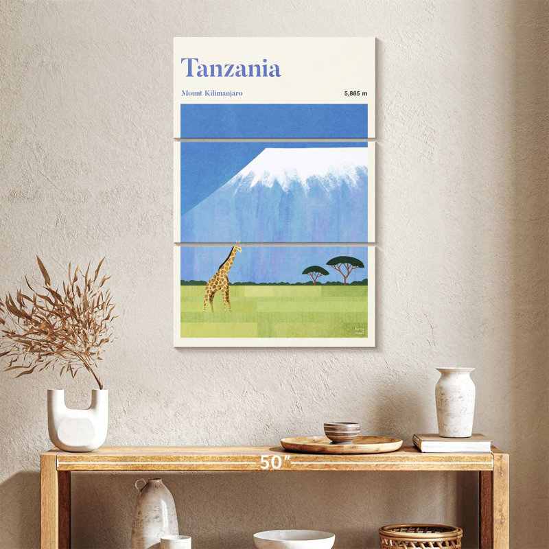 Affiche de voyage Masam Tanzanie Kilimanjaro, H 38 po x l 24 po
