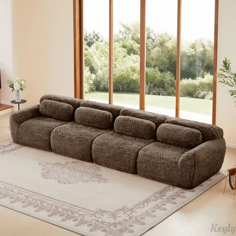 Canapé modulaire en tissu moelleux doux et moelleux de 149 po avec mousse haute densité, conception ergonomique et boucle combinée gratuite pour une utilisation polyvalente