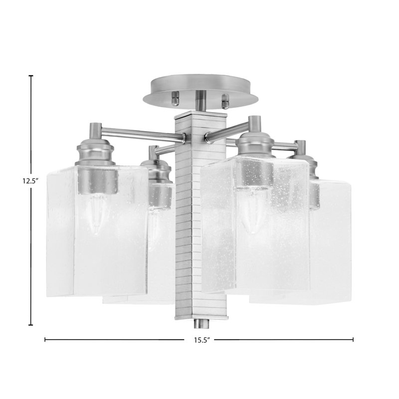 Edge 4 Light Semi-Flush Shown With Bubble Glass, Clear, Brushed Nickel