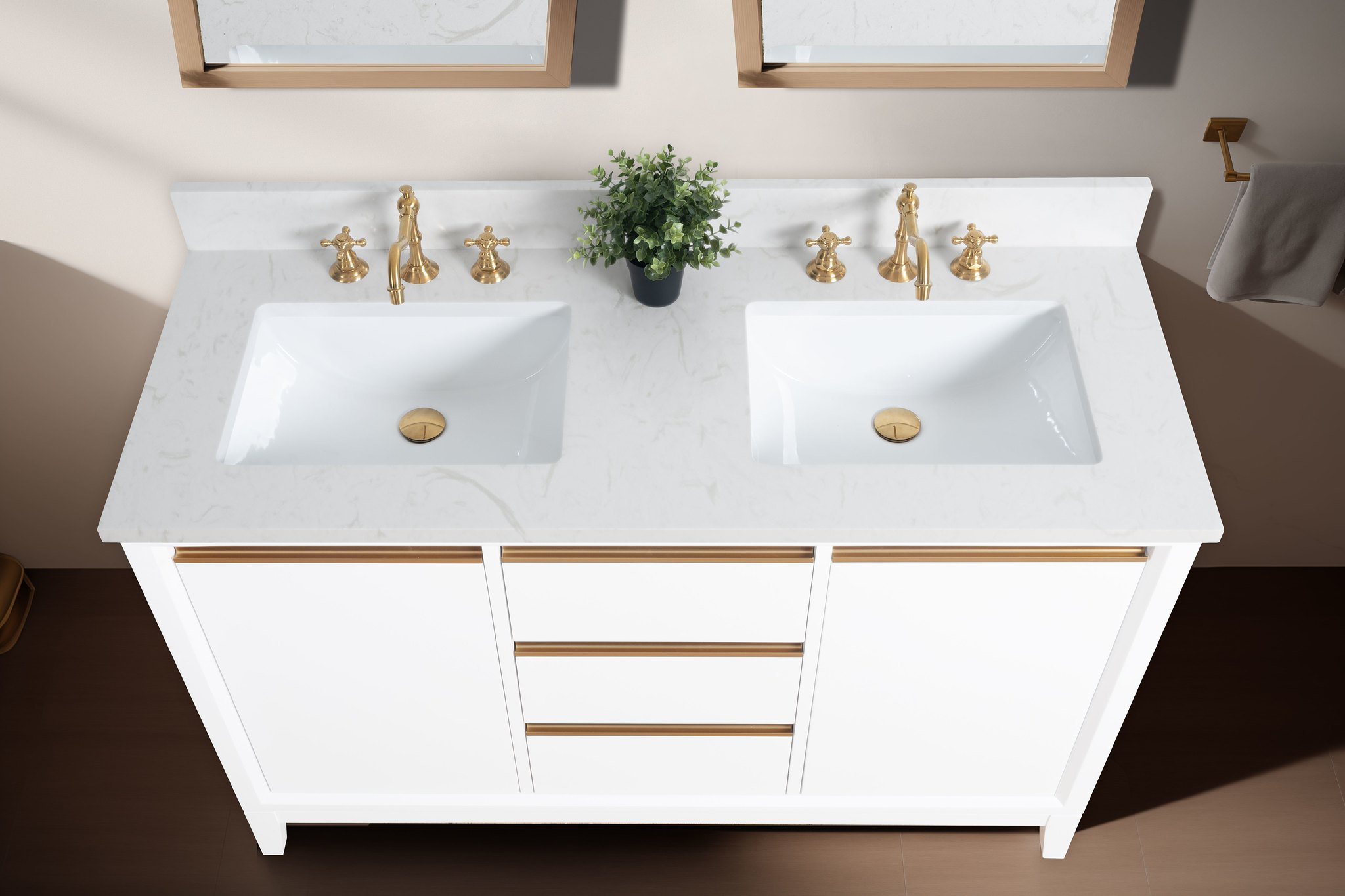 Vanity Art 54'' Double Bathroom Vanity with Engineered Marble Top Wayfair