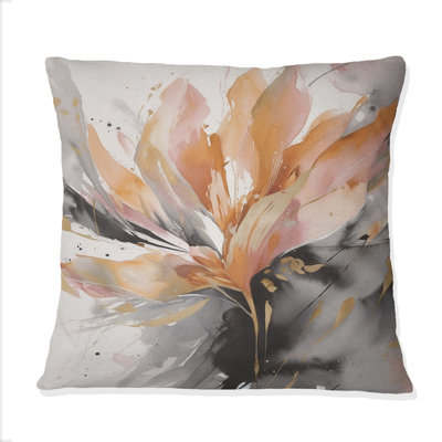 Coussin décoratif abstrait en marbre orange et gris