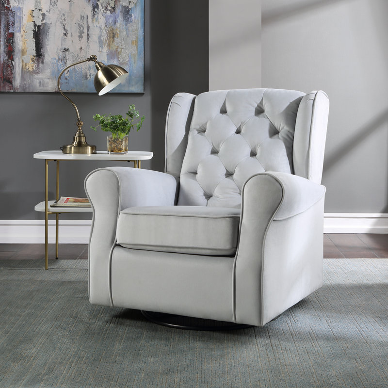 Swivel Living Room, Accent Chair,Arm Chair,Bedroom Chair, Gray Fabric