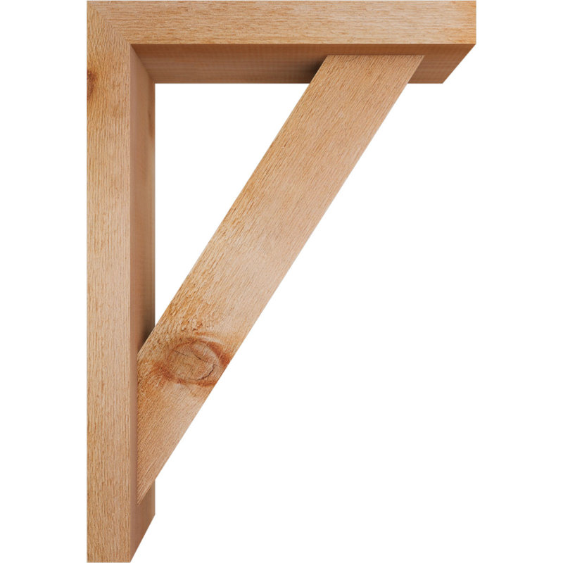 Traditional Block Bracket w/ Offset Brace, 26 x 18, 4"W Western Red Cedar (Rough Sawn)