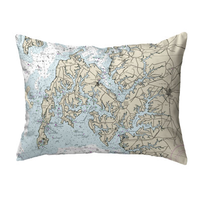 Nautical Map Outdoor Reversible Throw Pillow